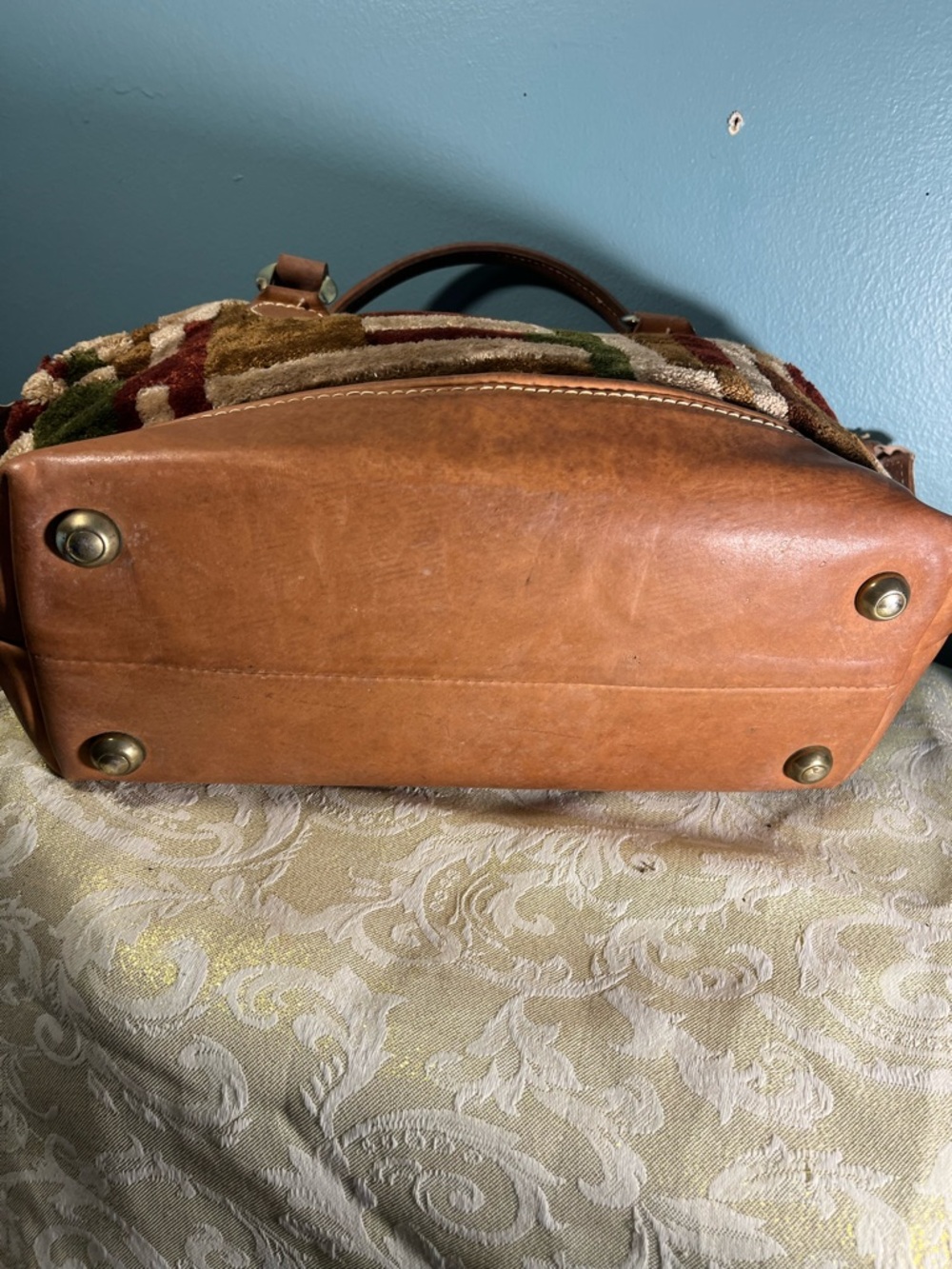 Vintage Women’s 1970s carpet Handbag 16” wide 9” long - Picture 8 of 10